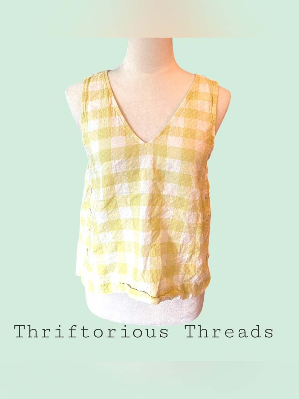 Madewell Side-Button Tank Top in Gingham Check - Picture 3 of 7
